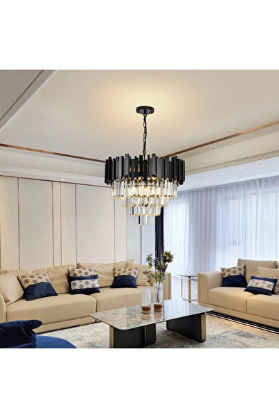 OEM Candelabru din cristal BLOIS Eleganza 8xE14, diametru 49cm, negru, înălți...