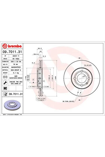 Brembo Set Discuri De Frana 09.7011.31 Skoda Citigo Vw Load Up/Up!