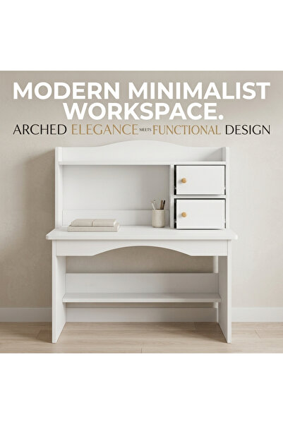 Fakhamah Al Manzil Integrated Bookshelf Double Drawer Computer Desk Home Stud...