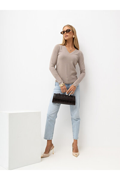 Italy Moda Women's long sleeve sweater, elegant, italian fashion, beige chic ...