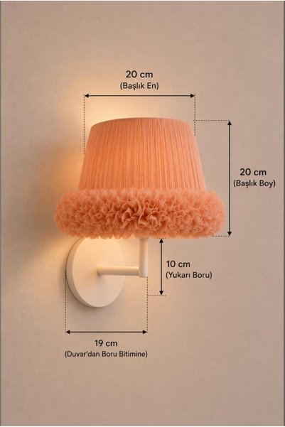 Elizim Home Lighting Tütü Masal Yavruagzı Ruffled Wired Wall Sconce – Decorative Lighting for Children's Room and Bedroom
