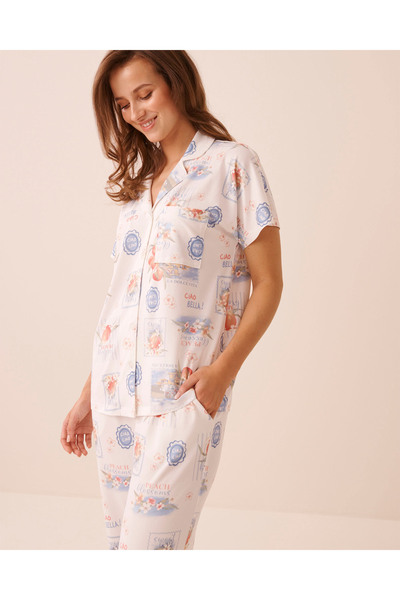 La Vie en Rose Dolce Vita Print Super Soft Button-down Shirt