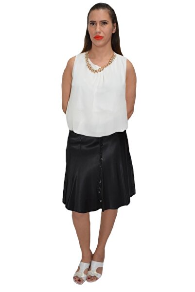 OEM Fusta rafinata din saten, culoare neagra, model scurt in clini