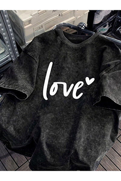 HOFFNUNG Unisex Oversize Vintage Washed Street Style Μόδα του δρόμου Βαμβακερ...