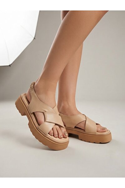 Rüya Shoes Elastic Comfortable Genuine Leather Women's Sandals - 4 cm