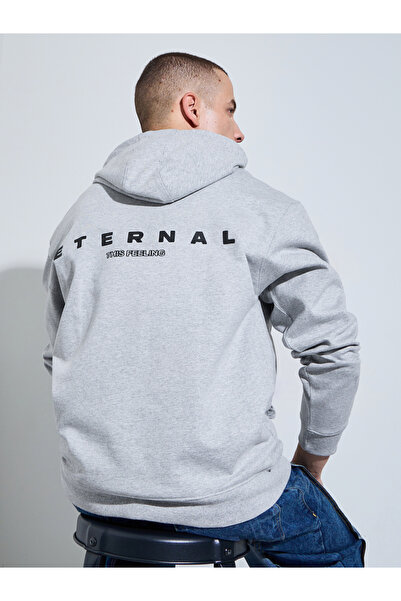 Styli Eco Earth Relaxed Fit Text HD Print Fleece Hoodie
