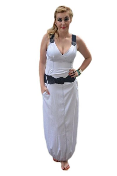 OEM Rochie maxi, feminina culoare alb-bleumarin