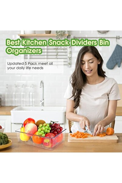 GENERAL Clear Pantry Organizer Storage Bins Plastic Removable Snack Organizer...