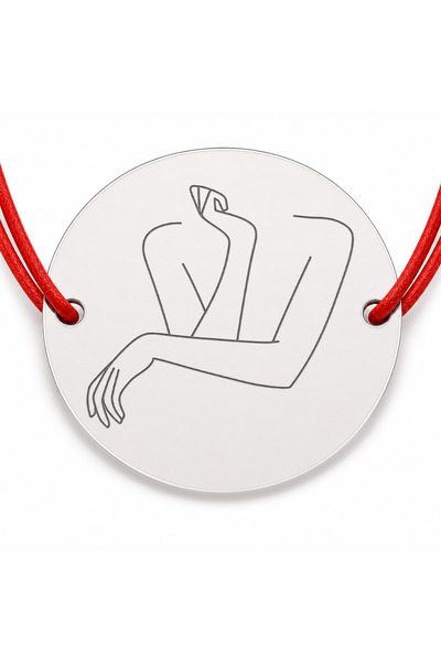 Simoshop Brățară argint 925 cu bănuț siluetă feminină, șnur reglabil — cadou ...