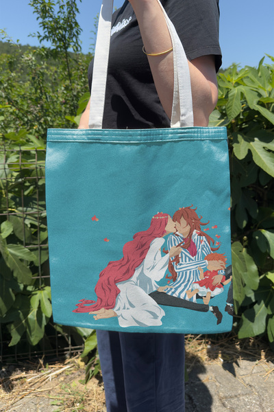 ZipZap Ponyo Miyazaki Ghibli V3 Summer Winter Double-Sided Canvas Print Tote ...