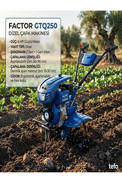 Factor Motokültör 2+1 6 HP Dizel Çapa Makinesi GTD290 Marşlı Çalışma (Akü DAHİL)