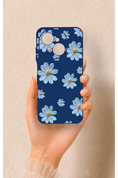 Vip Case Tecno Spark Go1 Uyumlu Mavi Papatya Desenli Silikon Kılıf