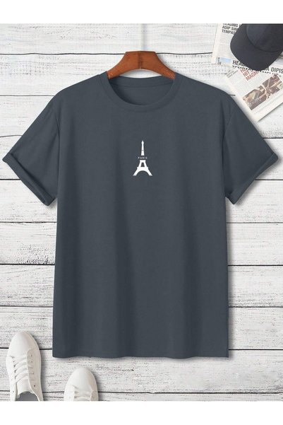 WESTİMO Unisex Smoked Eiffel Printed Oversize T-Shirt