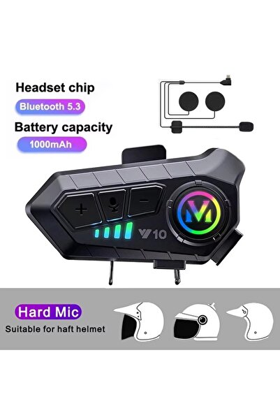 Kebidumei Hard Mic V5.3 Motorcycle Helmet Headset Bluetooth Headset Voice Con...