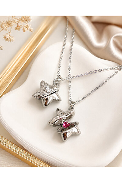 shop İÇİ AÇILABİLİR YILDIZ KOLYE ÇELİK