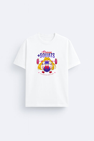 cesita Suquat Gym Printed Cotton White T-Shirt T-Shirt