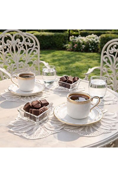 Ceki Home 6-Piece Lace Coffee Presentation Set 15X15 cm Assorted Patterned Co...