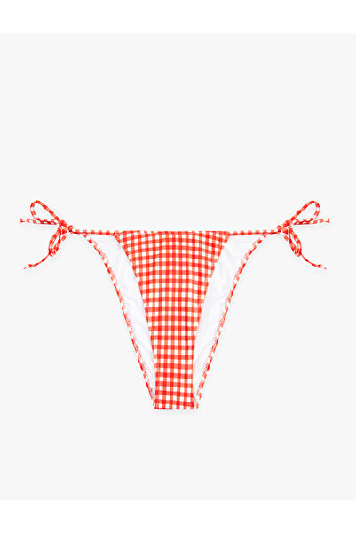 Koton Yanları İpli Pötikareli Üçgen Bikini Altı
