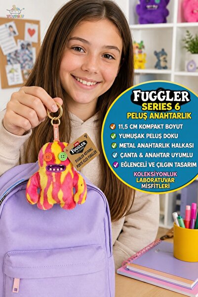 TOYFEST Fuggler Yellow Red Sasquoosh Plush Keychain Series 6 Original Zuru Co...