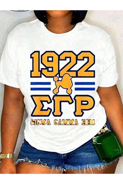 23ERVA تي شيرت أبيض بتصميم حروف سيجما جاما رو اليونانية 1922، مناسب لفعاليات ...