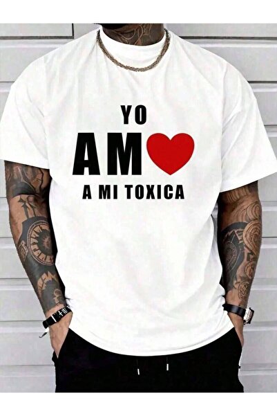 23ERVA تي شيرت قطني من نوع Yo Amo A Mi Toxica Valentin. تي شيرت برسومات جرافي...