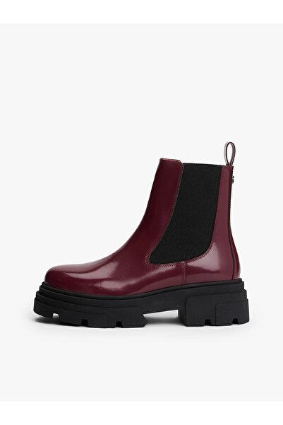 Tommy Hilfiger Th Fw0fw09042 Th Shıny Leather Chelsea Kadın Bot