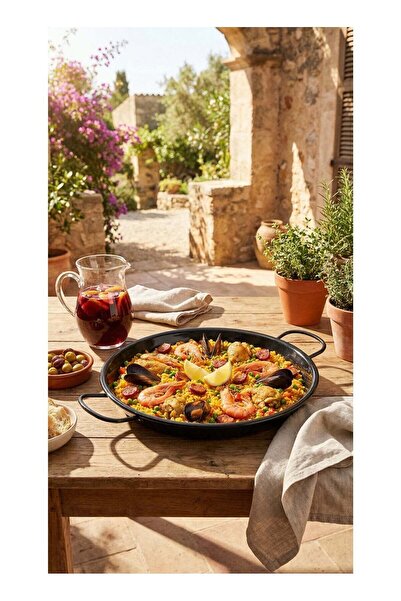 Easy Cooking Aluminium Non-Stick Baking Paella Pan with double Handle Black 26cm
