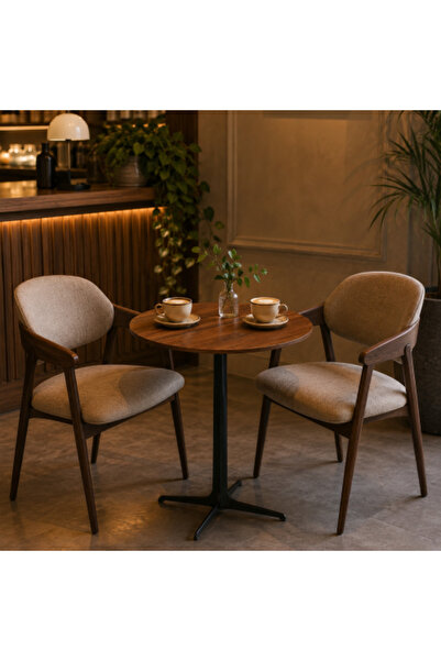 on home Round Melamine Cafe Table, 70x70 cm - Brown