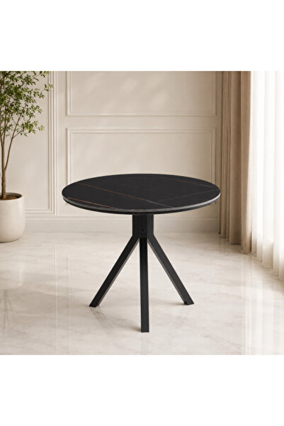 on home Single Dining Tables Round Cafe Table Size 80 x 80 cm - Black
