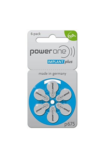 OEM POWER ONE Implant Plus p675 1.45V μπαταρίες ακουστικών βαρηκοΐας 6 τμχ