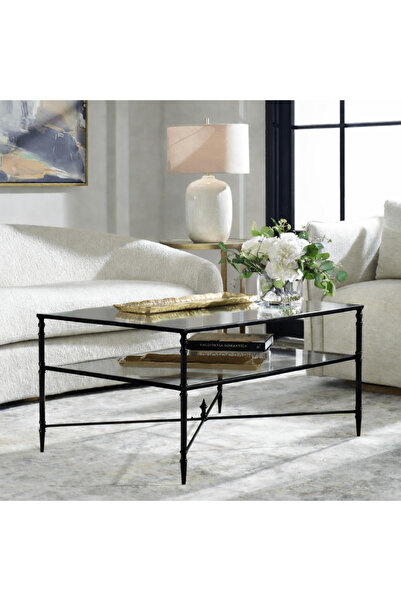 UTTERMOST طاولة قهوة مستطيلة سوداء من هينزلر مقاس 95 عرض × 49 ارتفاع × 71 عمق...