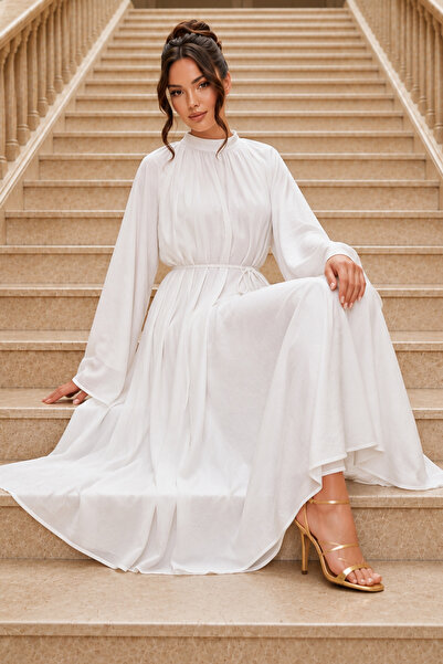 benguen Chiffon Hijab Dress S0159 White