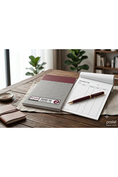 pastel paper craft Sipariş Fişi 10x14 cm 1/50 (50 asıl 50 suret 100 yaprak) O...