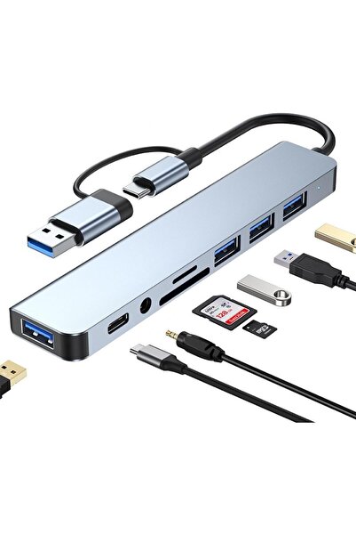VALA Hub USB C, Hub USB 3.0, din aluminiu, 8 în 1, Extensor USB cu cititor de...