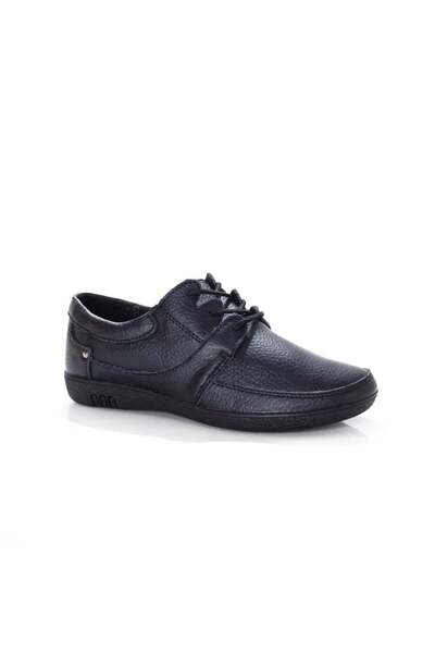 OEM Pantof cu siret, tip mocasin, de culoare neagra, din piele moale