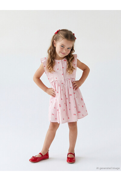 LC Waikiki Two Mt Shop Quality Floral Girl's Poplin Dress