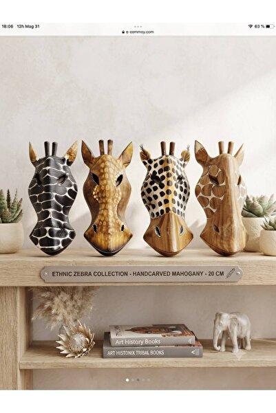 XTRIKE ME Ahşap Dekoratif Duvar Dekorasyon Zebra Mask Duvar Objesi ve Etnik Duvar Süs 1 adet Karışık Renk 20 Cm