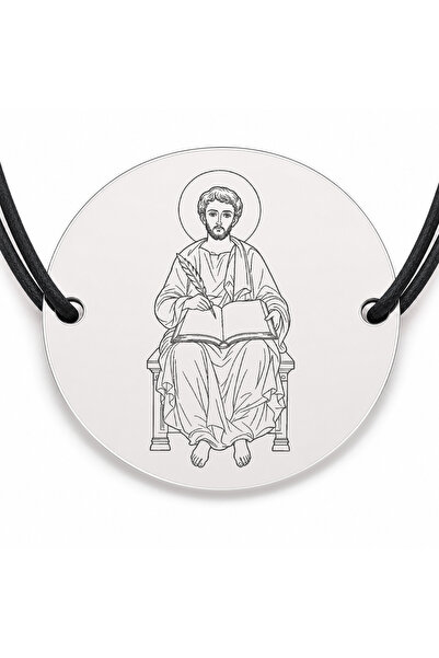 Simoshop Brățară argint 925 cu bănuț Sfântul Apostol Luca, șnur negru reglabil