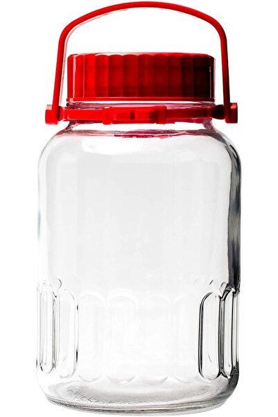 Borcam By Pasabahce Pasabahce 5L Glass Jar with Red Lid | Food-Grade Cylindri...
