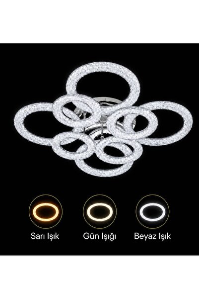 RSCOLLECTIONS Lunera Modern LED Plafonyer Avize – 3 Renk Yüksek Işık Hoparlör...
