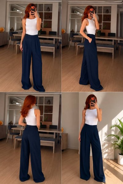 SALTİX Women's Milano Wide Leg Fabric Trousers