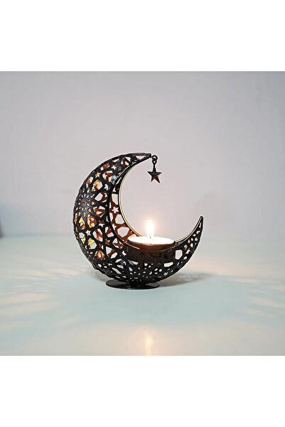 Generic حامل شموع لتزيين رمضان، مصباح طاولة رمضاني ذهبي دافئ، زينة رمضان، أضو...