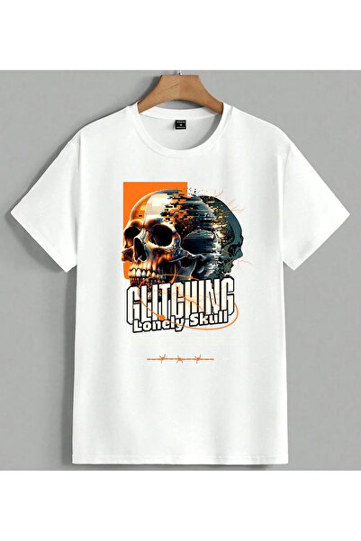 ELFERA Μπλουζάκι Unisex Oversize με Ψηφιακή Εκτύπωση Glitching Lonely Skull, ...