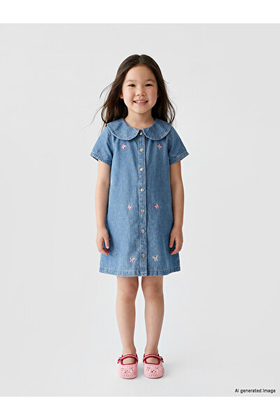 LC Waikiki Trendlucky Girl's Embroidered Jean Dress with a Difference