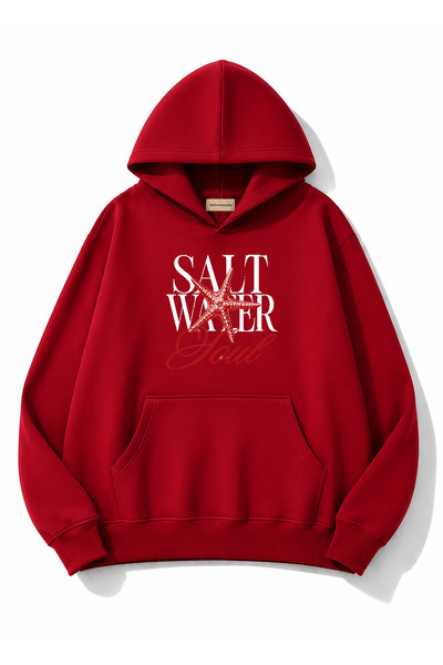 herkesemoda Hanorac cu glugă cu imprimeu Salt Water, cu 2 fire, tip Rasteron