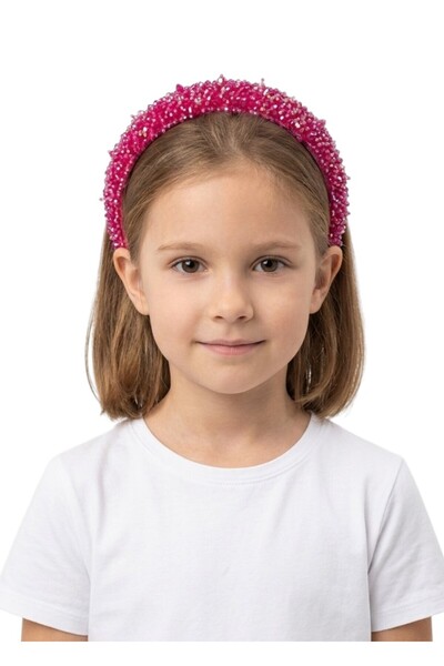 Bidani -Crystal Embellished Headband - Midnight Black & Hot Pink