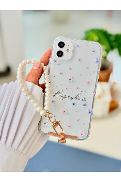 Go Aksesuar Iphone 11 Uyumlu Çiçek Charm Tasarımlı Darbe Önleyici Silikon Kılıf