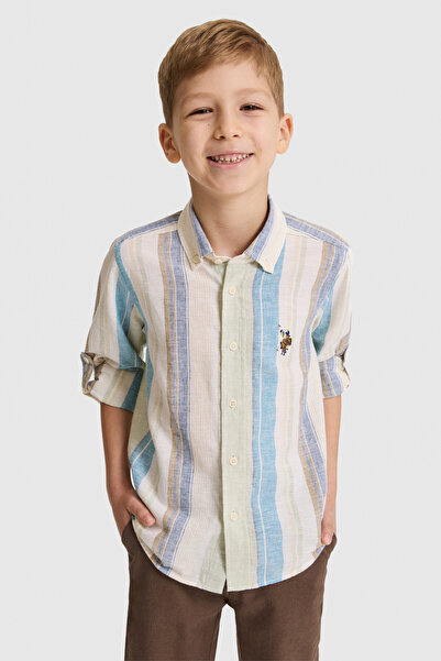 U.S. Polo Assn. قميص أخضر بأكمام طويلة للأولاد 50324313-VR016