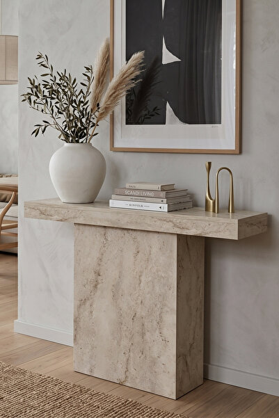 Skandi homeworks MATERA Dresuar 110 cm Modern Mermer Desenli Antre, Salon, Hol ve Koridor Konsol Masası