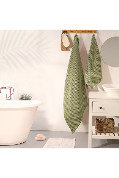 Cyc Atelier Waffle Banyo Havlu Takımı %100 Pamuk - Yüksek Emici Petek Dokulu ...